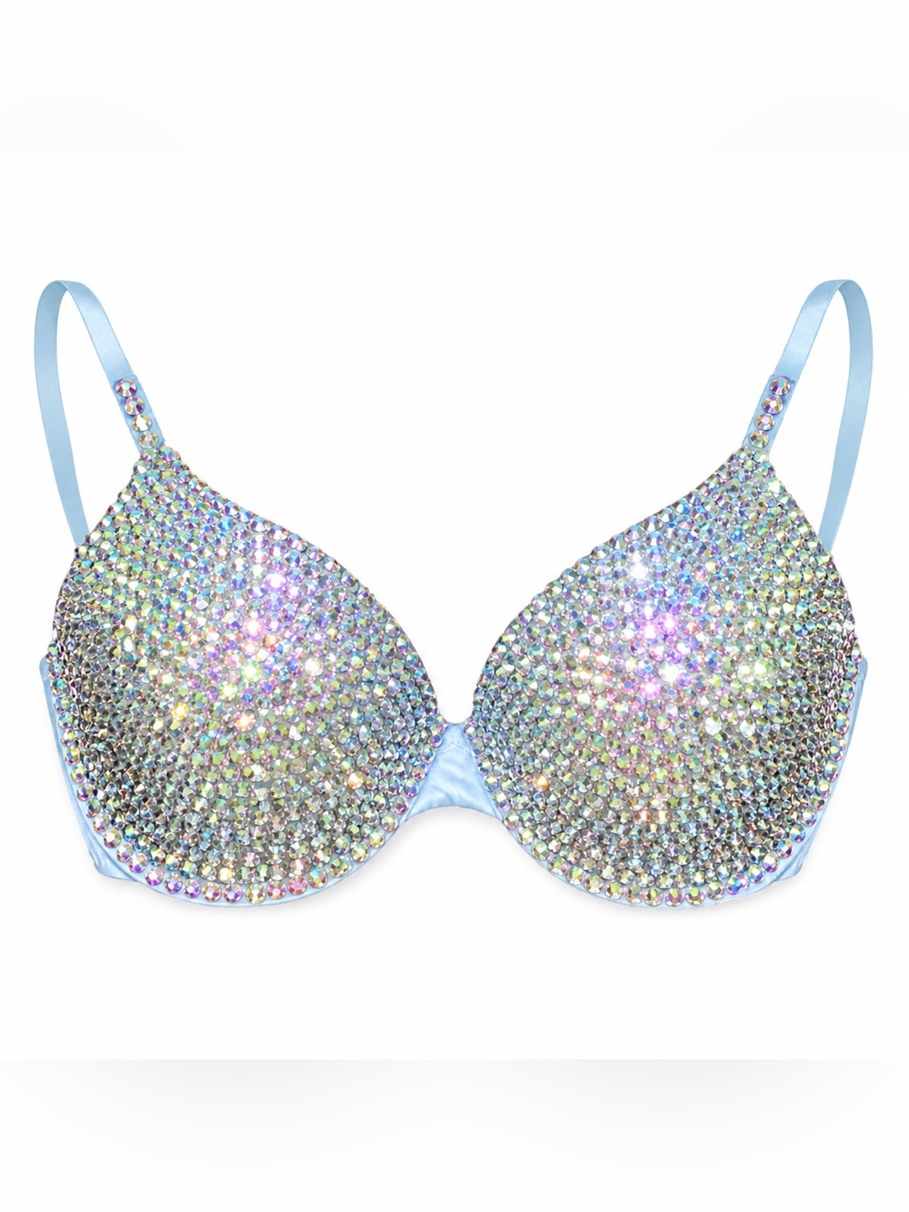 42B Crystal AB Iridescent Design Rhinestone Glam Bling Bra Top New